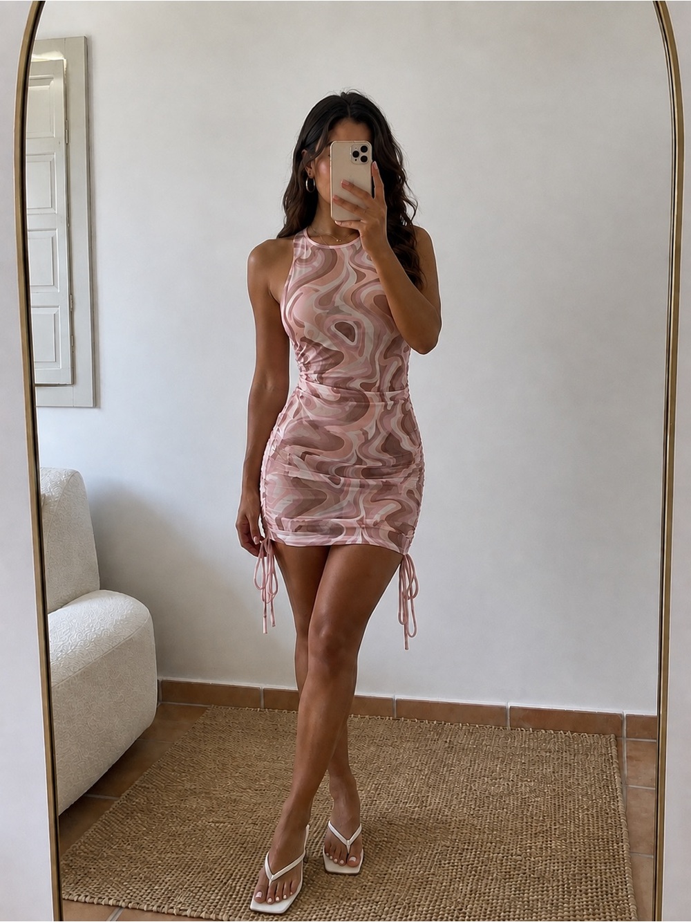 New Look Pink Swirl Swim Coverup Mini Dress